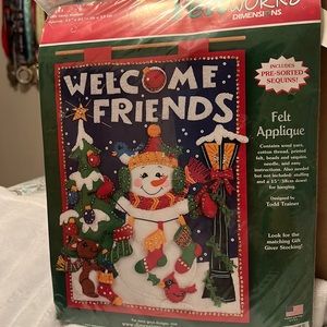 Felt Works, Felt Appliqué Holiday Snowman Banner